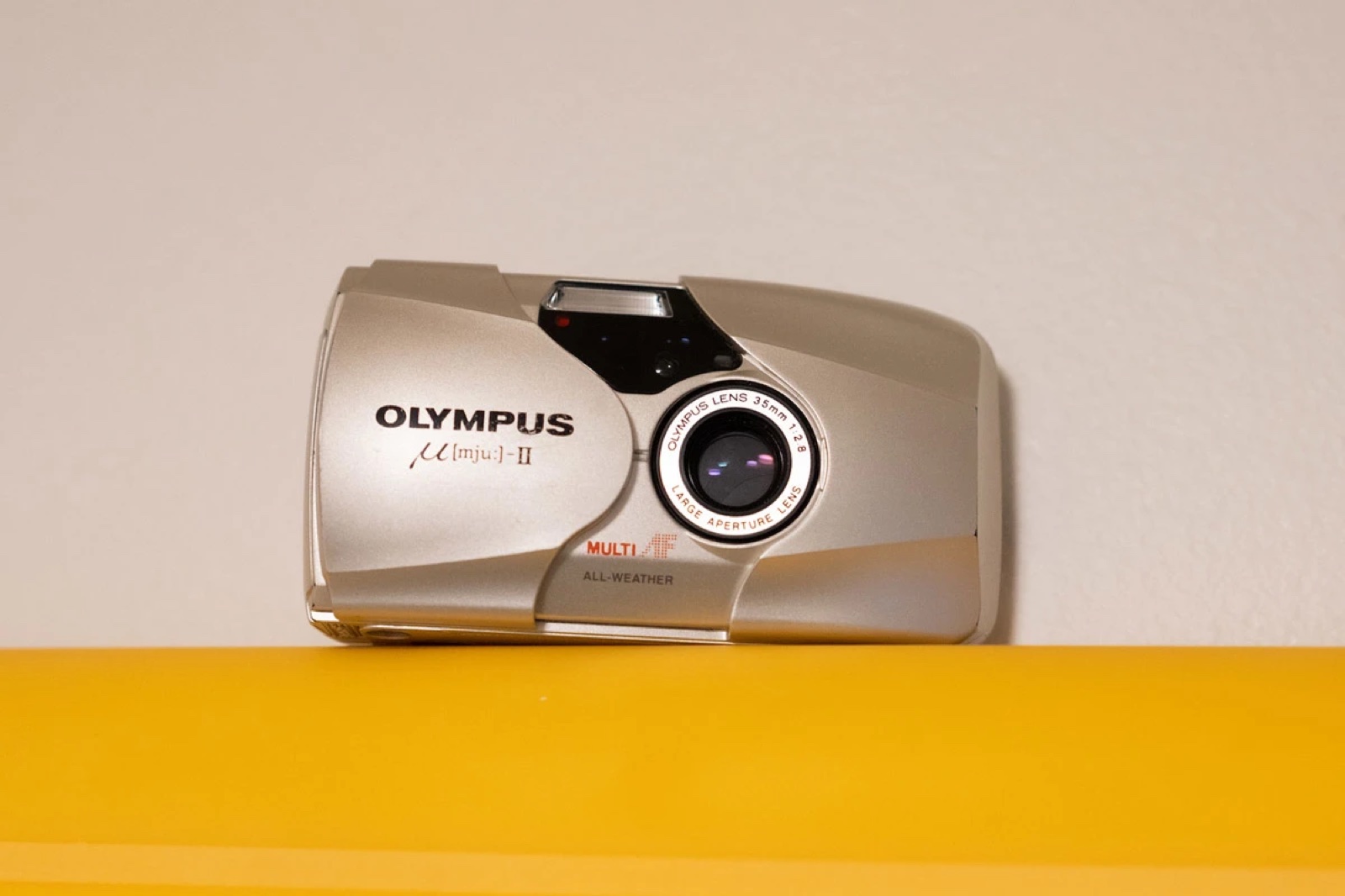 The Olympus mju-II film camera Alix bought on a whim at a market stall abroad.